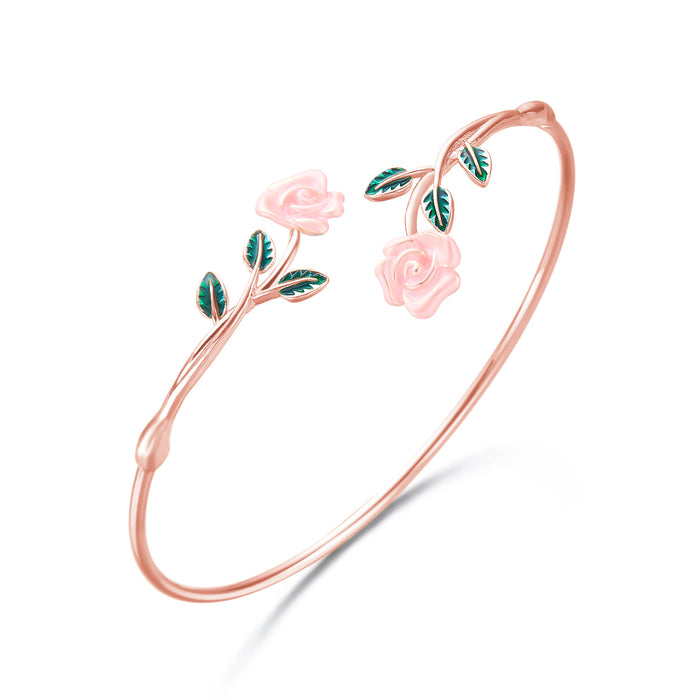 Wholesale Alloy  Rose Flower Opening Bracelet Ring suit Fashion Temperament