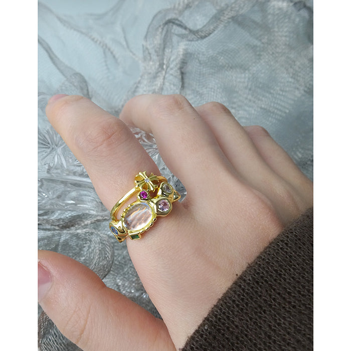 Wholesale Small niche design with zircon texture texture and pure silver finger