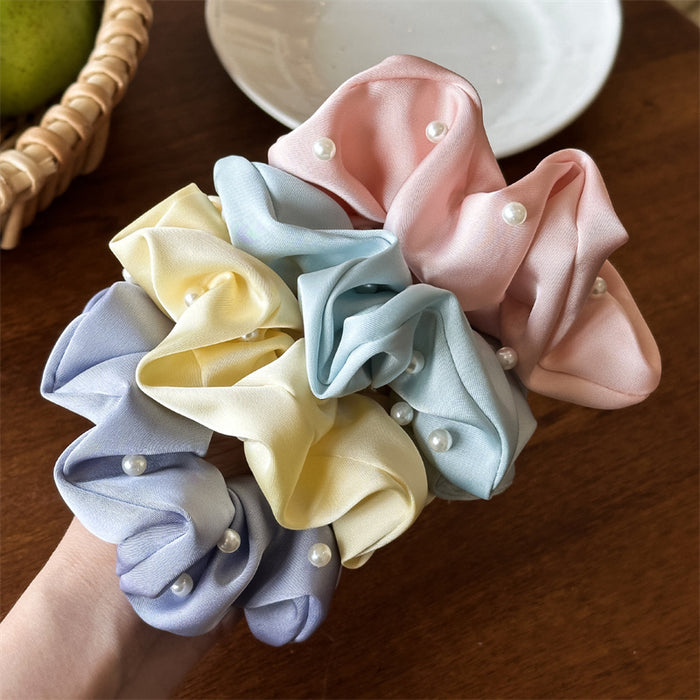 Wholesale hair accessories solid color fabric pearl hair ring headdress