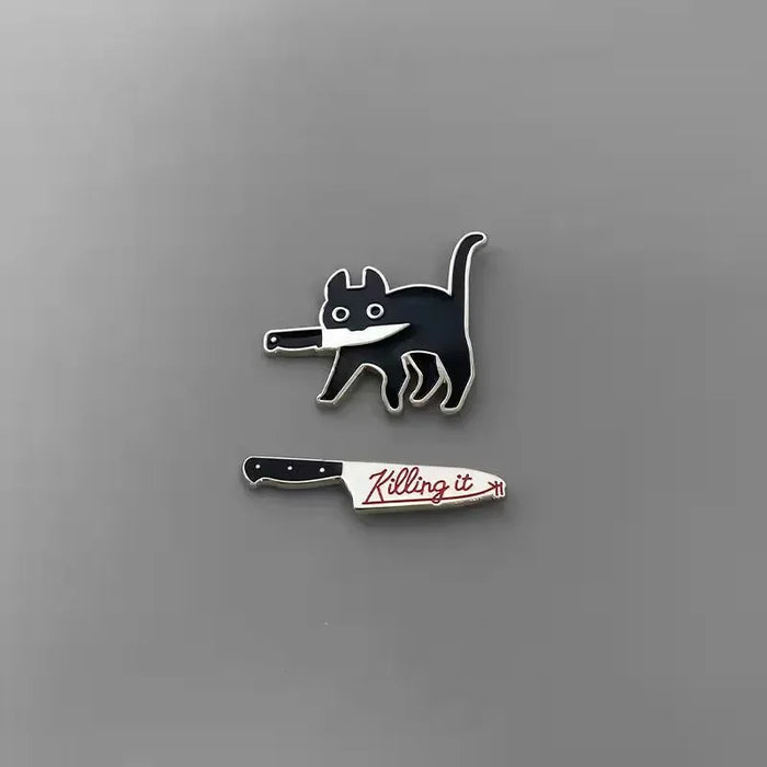 Wholesale Alloy cat brooch, cute and personalized couple badge, a pair of collar pin decorations