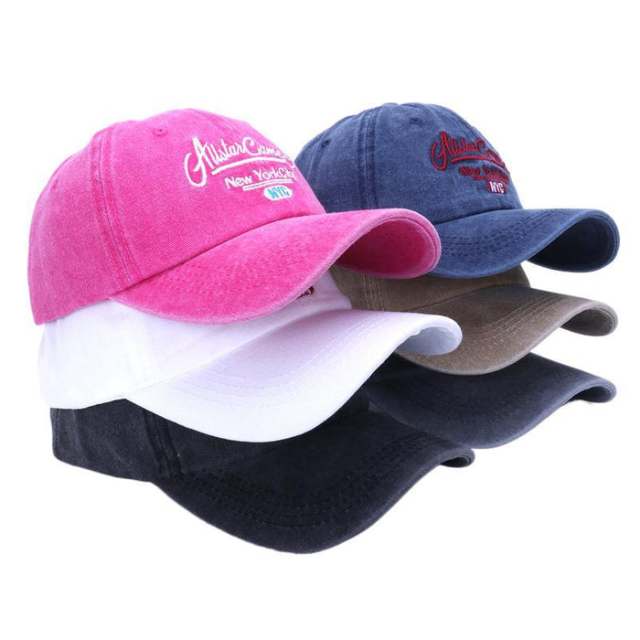 Wholesale Washed cotton baseball cap, retro casual sports duckbill cap, embroidered letter men's and women's hats