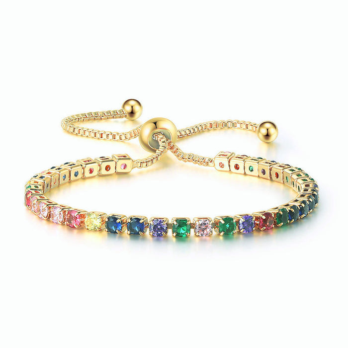 Wholesale Colored zircon bracelet, women's full diamond crystal tennis wholesale accessories