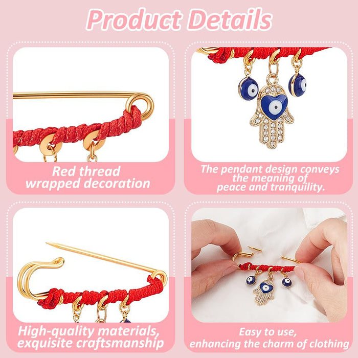 Wholesale Devil' s Eye brooch,  simple palm pin,  creative eye cross pendant,  blue eye heart brooch