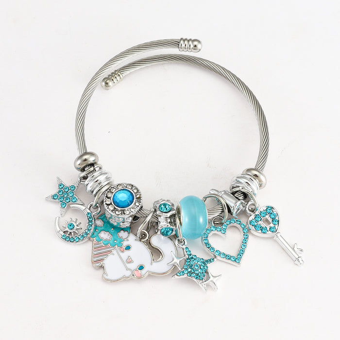 Wholesale Stainless Steel Bracelet KT Cat Pendant Cartoon Laurel Dog Pendant Sweet Cool Cute Hot Girl Sanrio Bracelet JDC-BT-Luman002