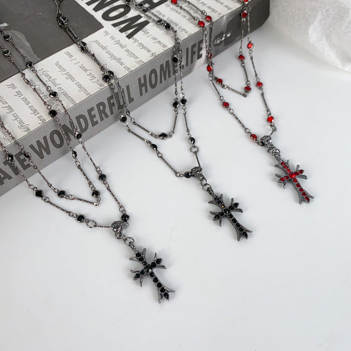 Wholesale New necklace double layered necklace cross pendant