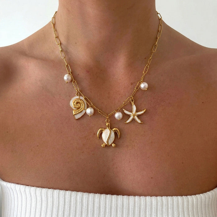 Wholesale Stainless Steel Ocean Sea Star Pendant Necklace Fashion Accessory Gift