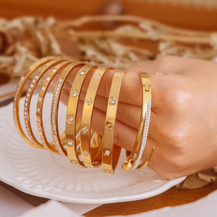 Wholesale Round stainless steel buckle electroplated diamond-encrusted bracelet