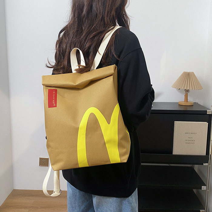Wholesale New bag, large capacity backpack, casual backpack, hamburger paper bag bag, student bag
