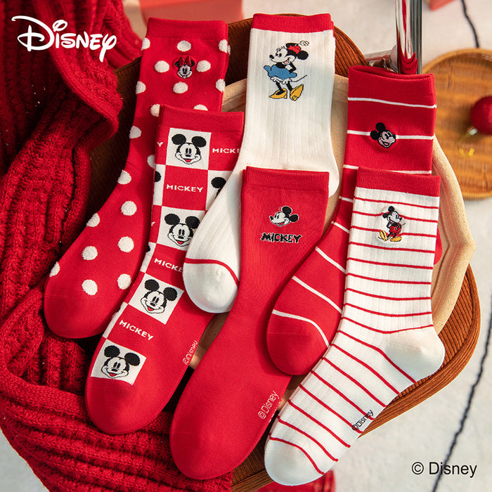 Wholesale Spring and Autumn style 6-pack college style cartoon embroidered mid tube socks