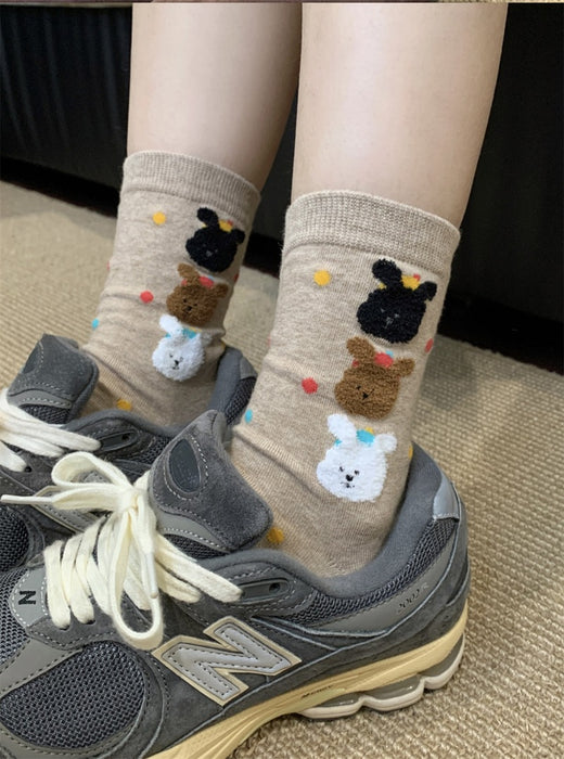 Wholesale Colorful polka dot tube socks for girls, pure cotton pile socks