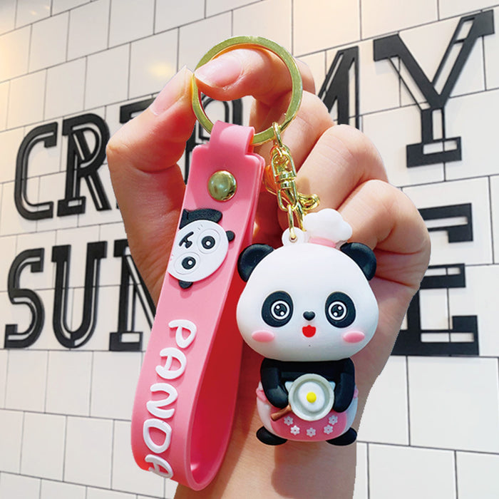 Wholesale Panda Cartoon Doll Silicone Keychain JDC-KC-LiuFan026