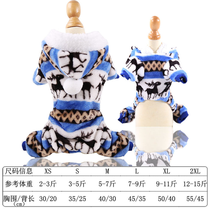 Wholesale Dogs Christmas Pet Supplies Clothes  Cotton Coat Autumn and Winter Elk Cat and Dog Clothes