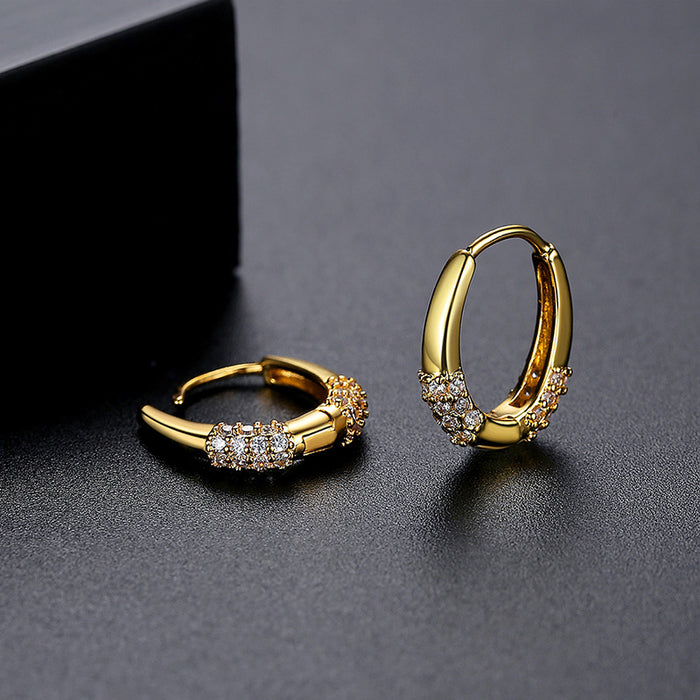 Wholesale Micro inlaid ear buckle new style simple and fashionable copper inlaid zircon ear buckle earrings