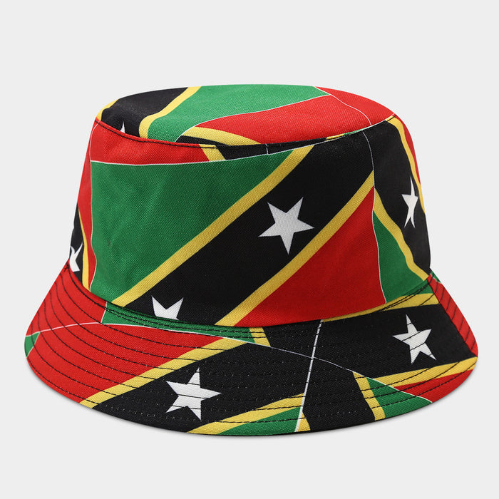 Wholesale Summer World Cup National Flags Pattern Double-Sided Bucket Fashionhat for Men and Women