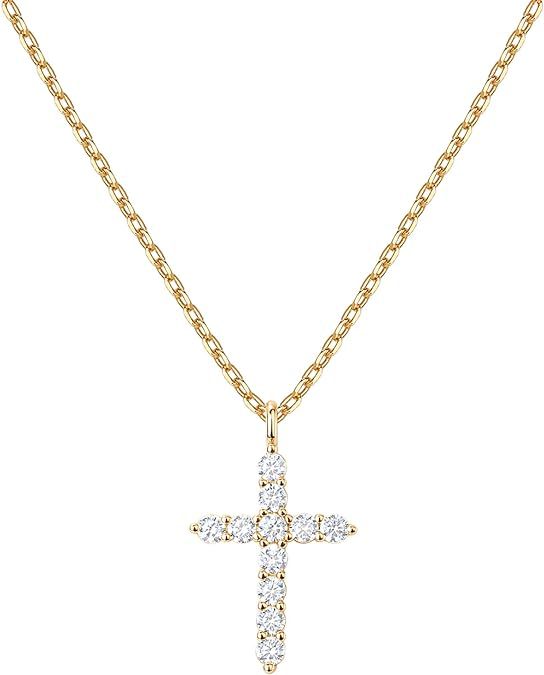 Wholesale 925 Sterling Silver Diamond Cross Necklace Jewelry Women's Chain Silver