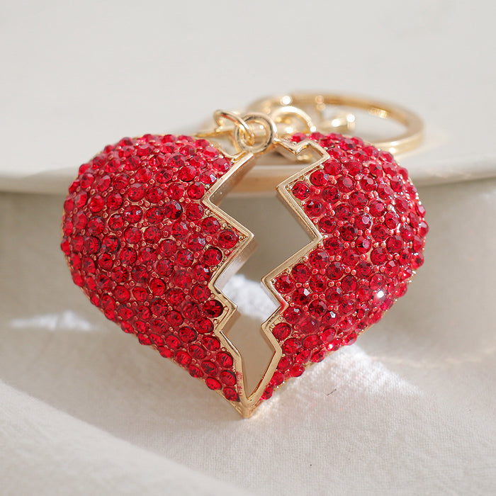 Wholesale diamond-embedded small gift  keychain pendant heart metal