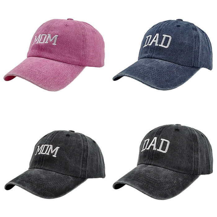 Wholesale Retro washed cotton DAD MOM embroidered couple baseball caps