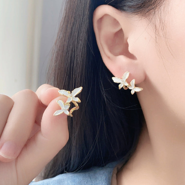 Wholesale double butterfly earrings Joker earrings live explosions