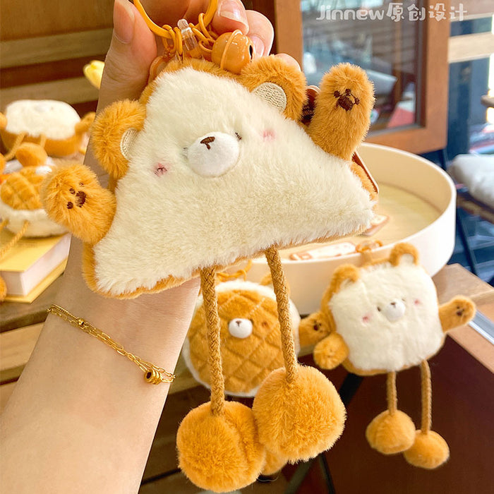 Wholesale Bear Bread House Pull Plush Pendant Keychains