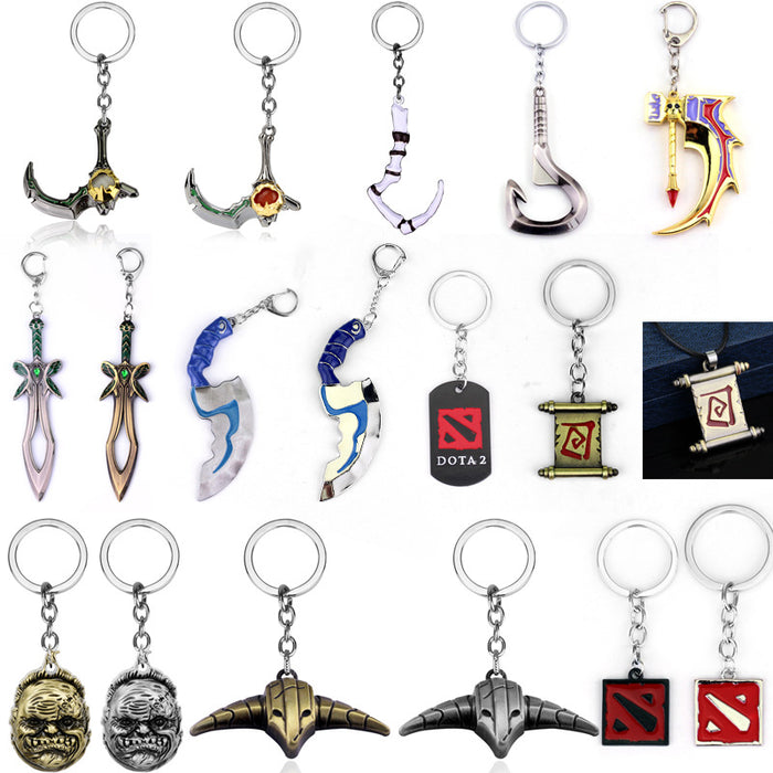 Wholesale DOTA2 Game Peripheral Weapon Model Pendant Dota Logo Keychain Return To The City Scroll Pendant Necklace JDC-KC-HeY019