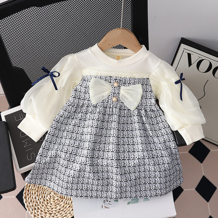 Wholesale Bowknot Plaid Lace Children's Overall Skirt JDC-CTS-MianY022