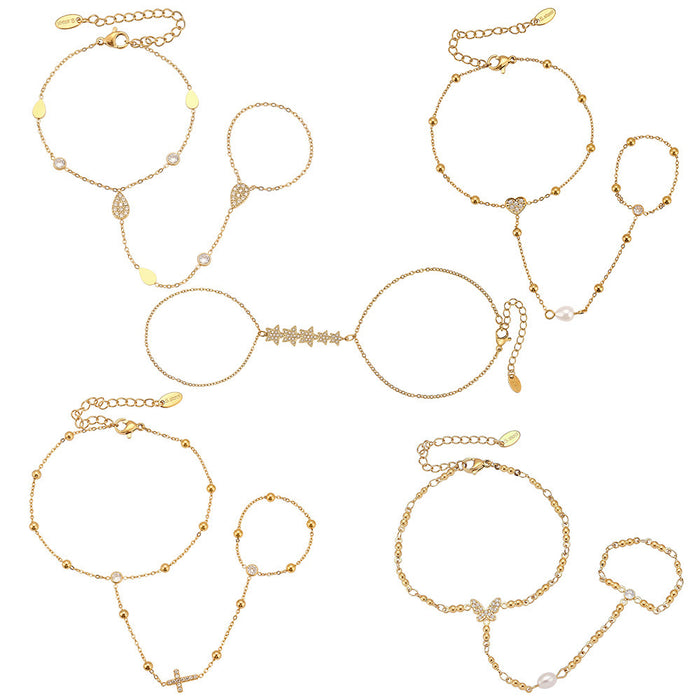 Wholesale Stainless Steel Hand Chain with 5A Zirconia Inlay