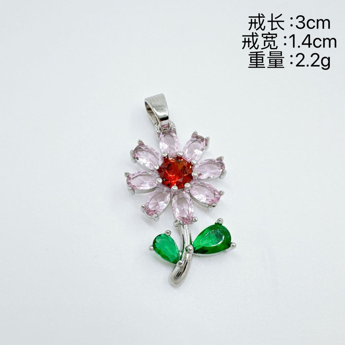 Wholesale Flower Pendant Necklace Gold Plated Copper Rhinestone Jewelry Accessory