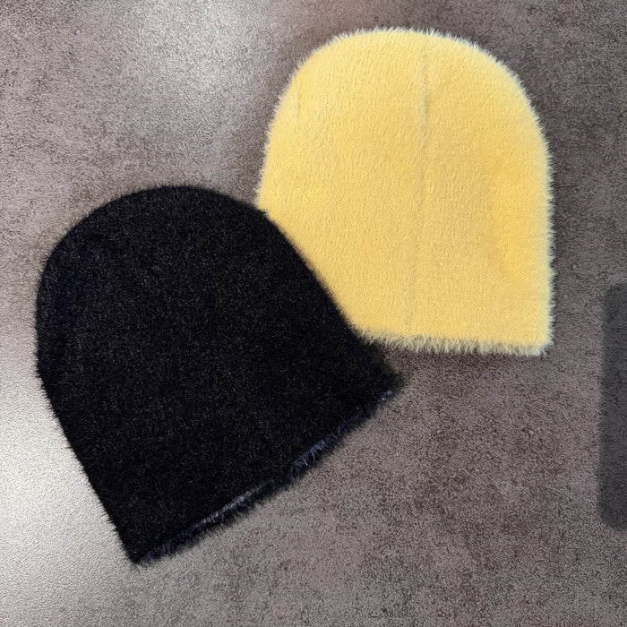 Wholesale Funny expression knitted hat for women in autumn and winter,  new  warm imitation mink yarn hat