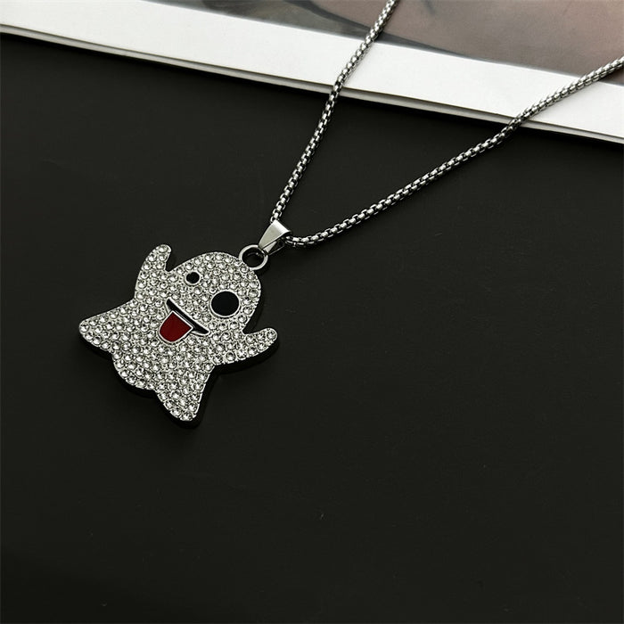 Wholesale Funny Tongue Sticking Out Ghost Necklace Sweater Chain JDC-NE-hanbo001