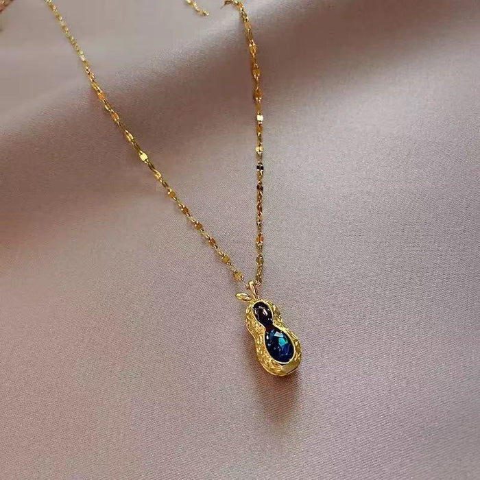 Wholesale  micro inlaid zircon full zirconium emerald necklace women