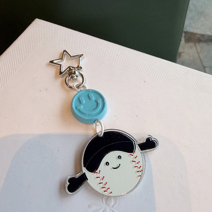 Wholesale Cartoon smiley face ball star keychain