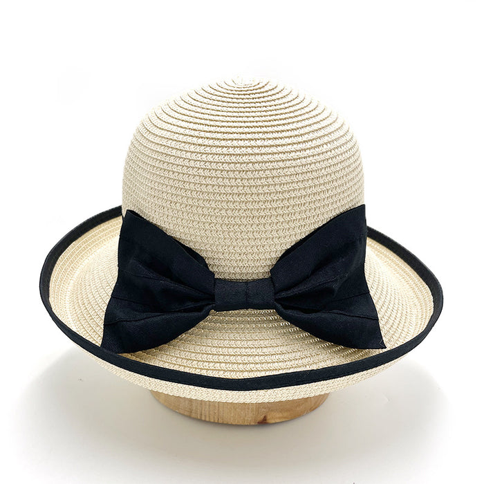 Wholesale Brimmed Straw Hat for Women Summer Bow Sun Hat Sun Protection