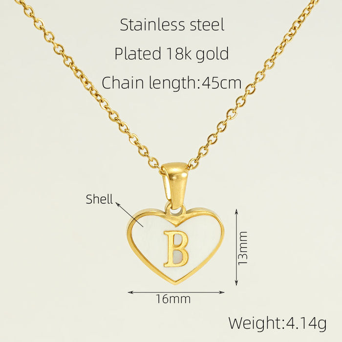 Wholesale 26-letter English letter element heart-shaped stainless steel necklace