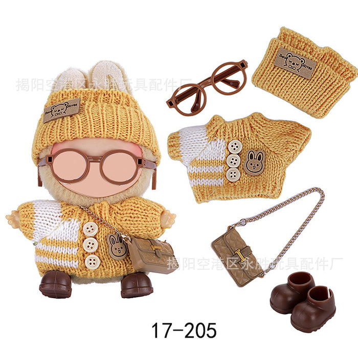 Wholesale Doll clothes Jacquard Sweater Hat Bag Shoes Glasses
