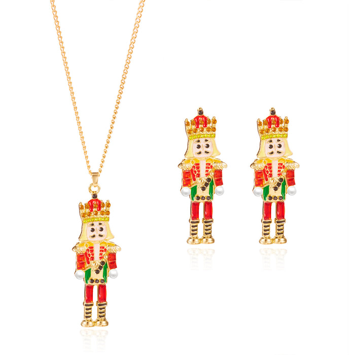 Wholesale Nutcracker Soldier Portrait Earrings Oil Drop Diamond Creative Cartoon Character Earrings