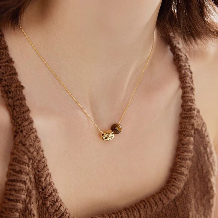 Wholesale Light luxury necklace versatile, minimalist, romantic, geometric, tiger eye stone, niche, high-end sense