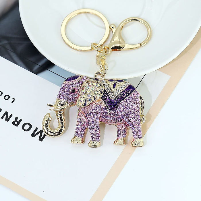 Wholesale Elephant Rhinestone Keychain Decorative Fashion Accessory