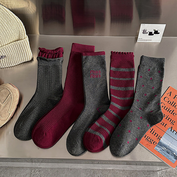 Wholesale Red socks with a pile of socks and polka dots