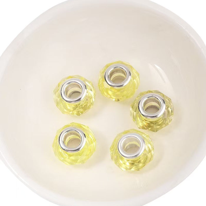 Wholesale spacer Faceted Wheel Plastic Beads Large Hole DIY Jewelry Craft Supply MOQ≥10