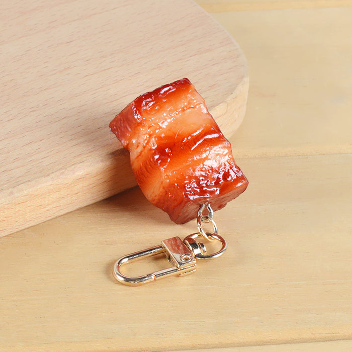 Wholesale PVC Simulated Food Keychain Charms Realistic Chicken Wing Roast Duck And Braised Pork Pendant MOQ≥5