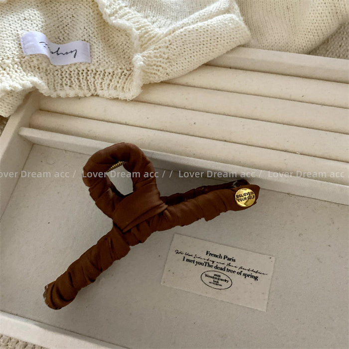 Wholesale Imitation pearl geometric gold label fabric hair clip, shark clip hair accessory