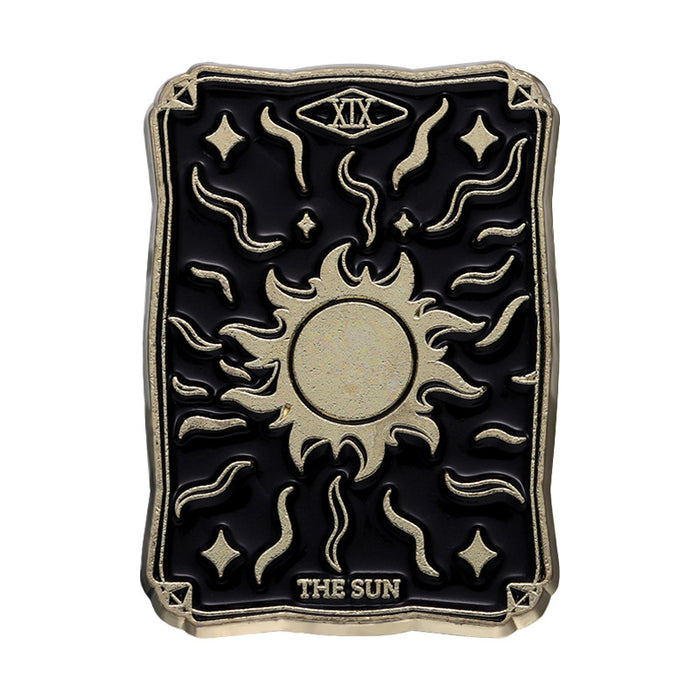 Wholesale Retro Creative Tarot Card Metal Brooch Cartoon Geometric Sun and Moon Emblem JDC-BC-BL005