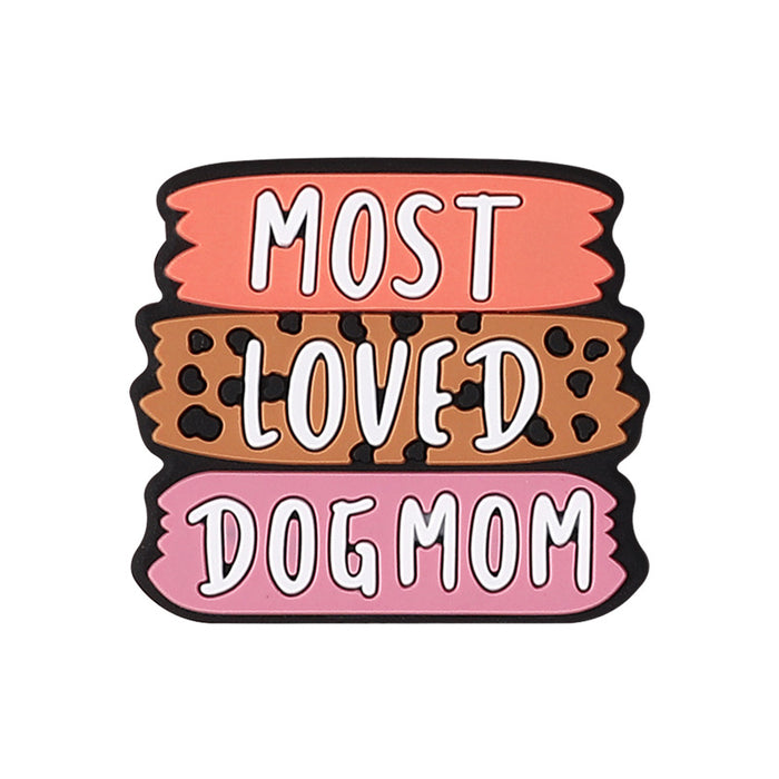 Wholesale 20pcs Silicone Beaded Pen Accessories Dropping Glue Leopard Dog Mom Silicone Beads DIY Bracelet Decorations Alphabet Beads