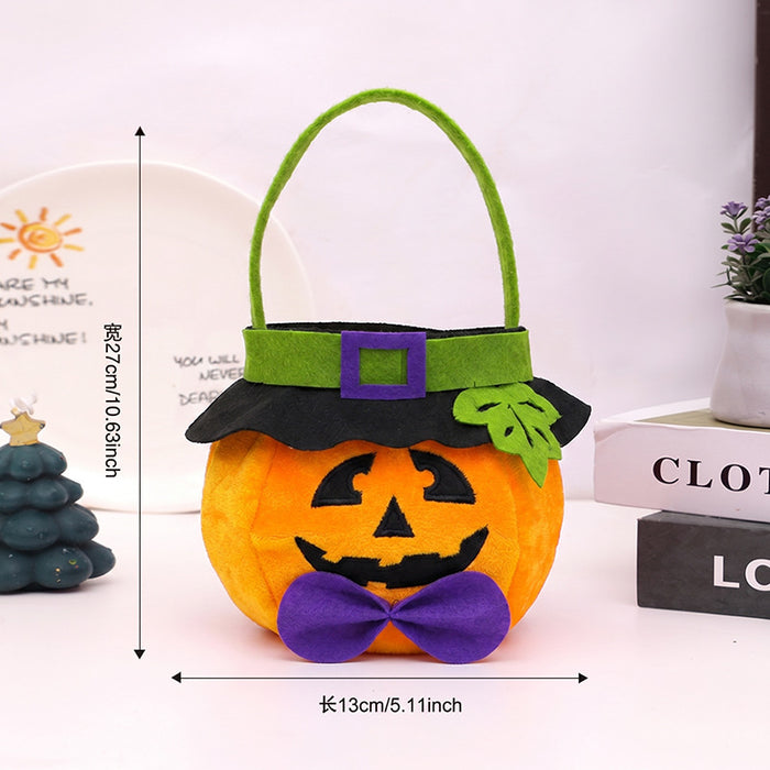 Wholesale Plush  Treat Handbags Green Black Cat Pumpkin Motif for Trick-or-Treat Gift