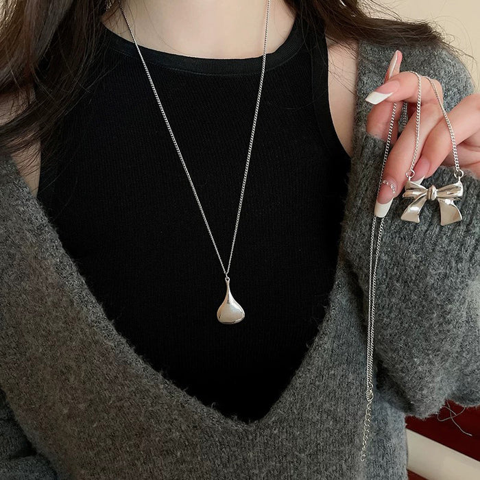 Wholesale saddle shape alloy necklace all-match accessories bow long