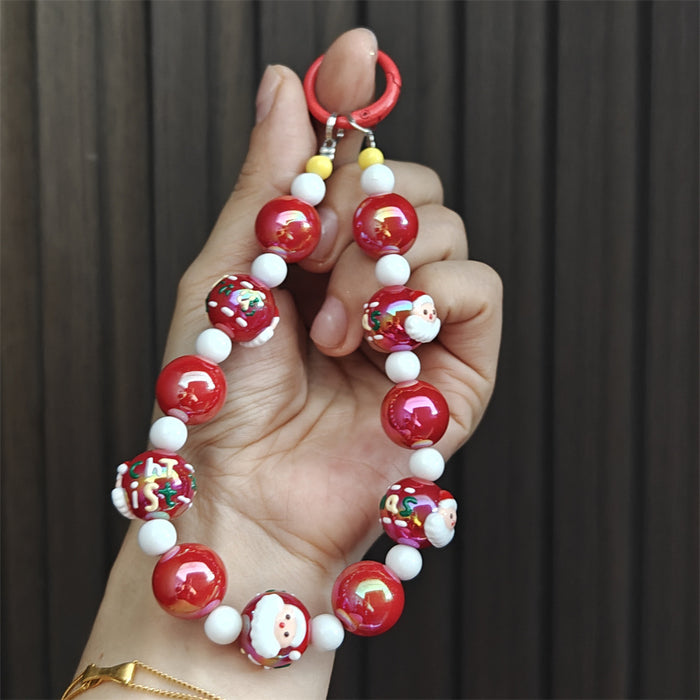 Wholesale Christmas series cartoon beaded keychains