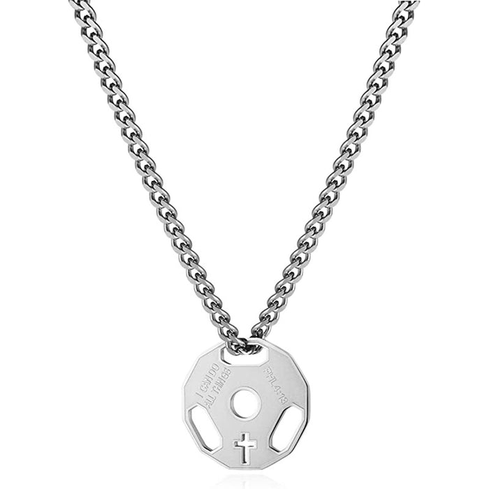 Wholesale Fitness Dumbbell Necklace Sports Necklace Stainless Steel Necklace