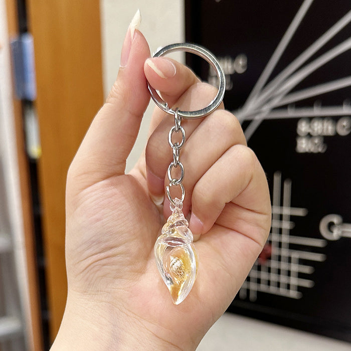 Wholesale Acrylic transparent simulation dreamy night light conch DIY couple keychain earrings bag pendant wholesale