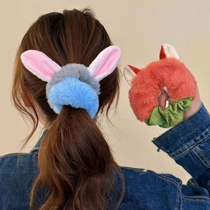 Wholesale Cute cartoon plush ears wide hair scrunchies