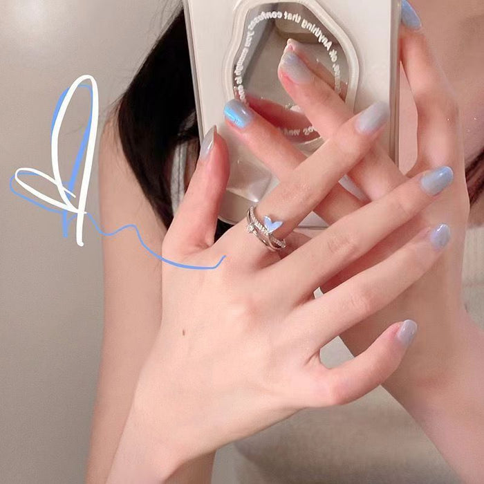 Wholesale Silver fishtail ring, personality element ring, open mouth ring, ins, niche design, index finger ring